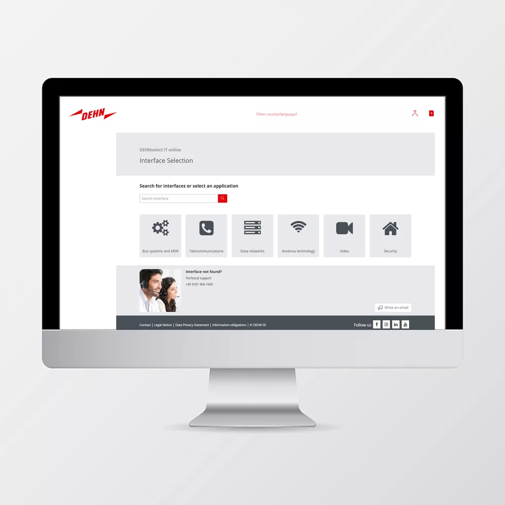 Schermo con interfaccia DEHNselect IT, composto da diversi campi e testi.