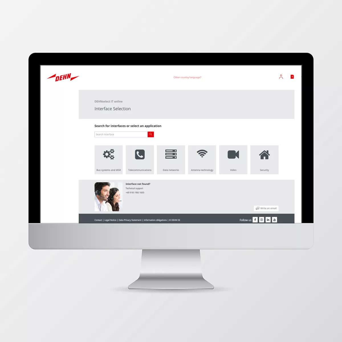 Schermo con interfaccia DEHNselect IT, composto da diversi campi e testi.